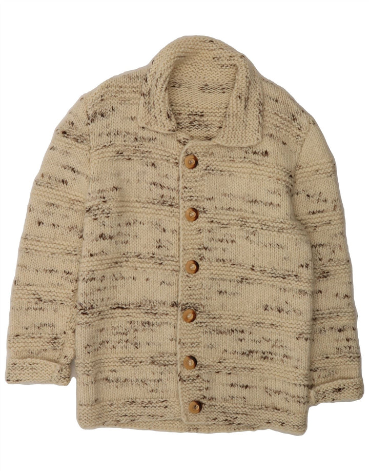 VINTAGE Womens Cardigan Sweater UK 12 Medium Beige Flecked Vintage Vintage and Second-Hand Vintage from Messina Hembry 