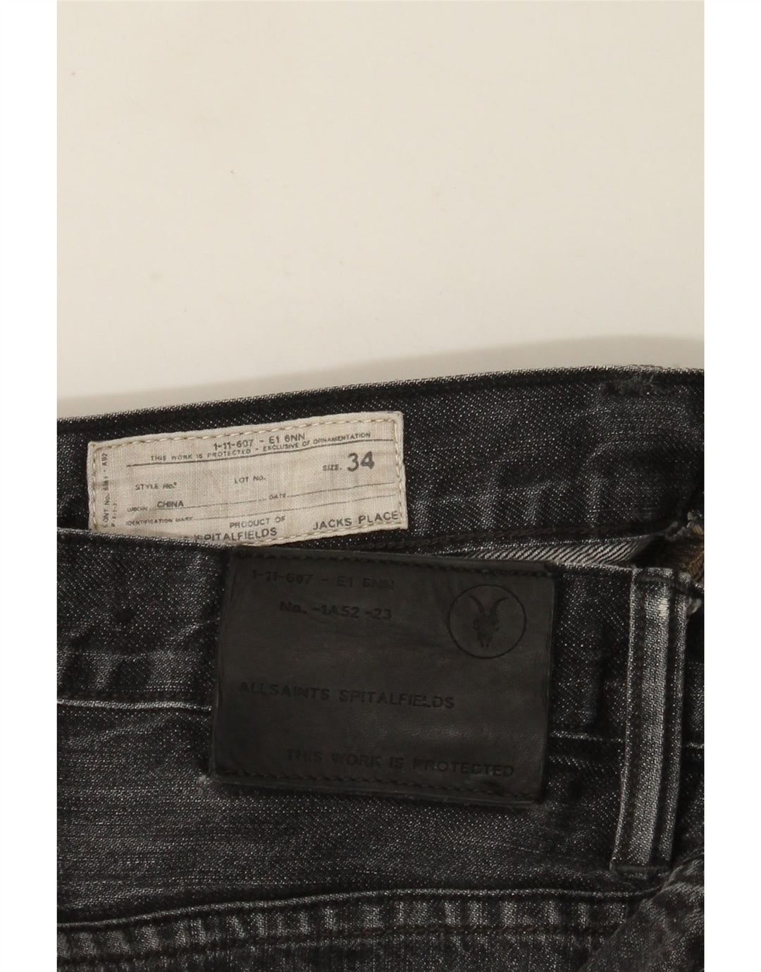 Jeans slim da uomo All Saints W34 L27 cotone nero