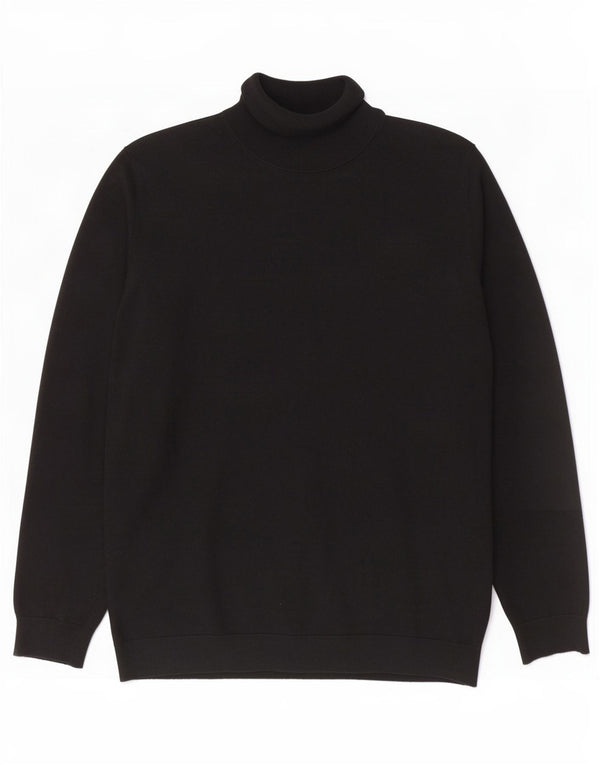 Maglione maglione a collo alto da uomo Marks & Spencer grande cotone nero