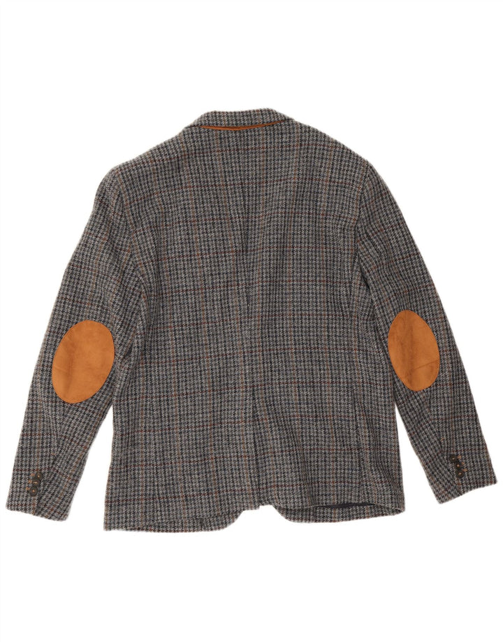 Giacca blazer da uomo a 2 bottoni Zara EU 56 XL poliestere pied de poule grigio