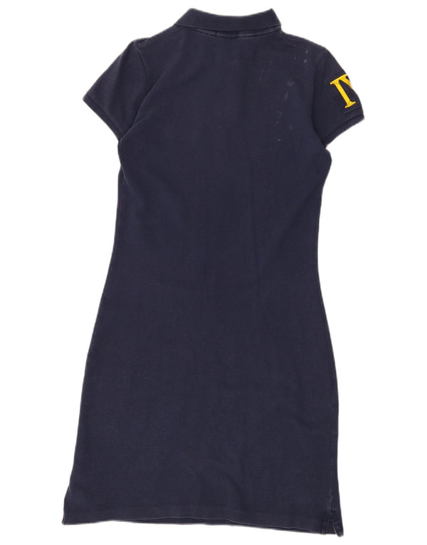 Abito polo grafico da donna Ralph Lauren UK 10 piccolo in cotone blu navy