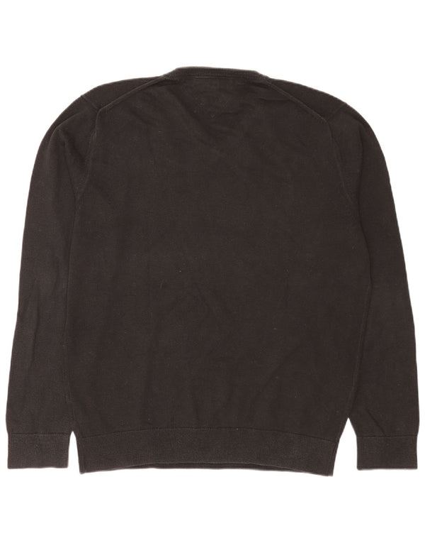 Tommy Hilfiger Mens V-Neck Jumper Sweater Large Black Cotton