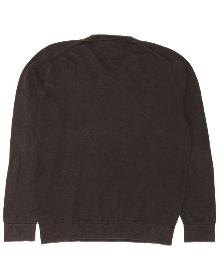 Maglione maglione con scollo a V da uomo Tommy Hilfiger grande cotone nero