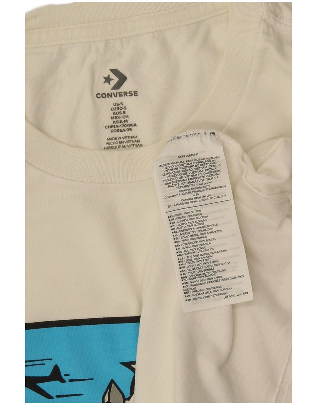 T-shirt grafica da uomo Converse Top piccola in cotone bianco