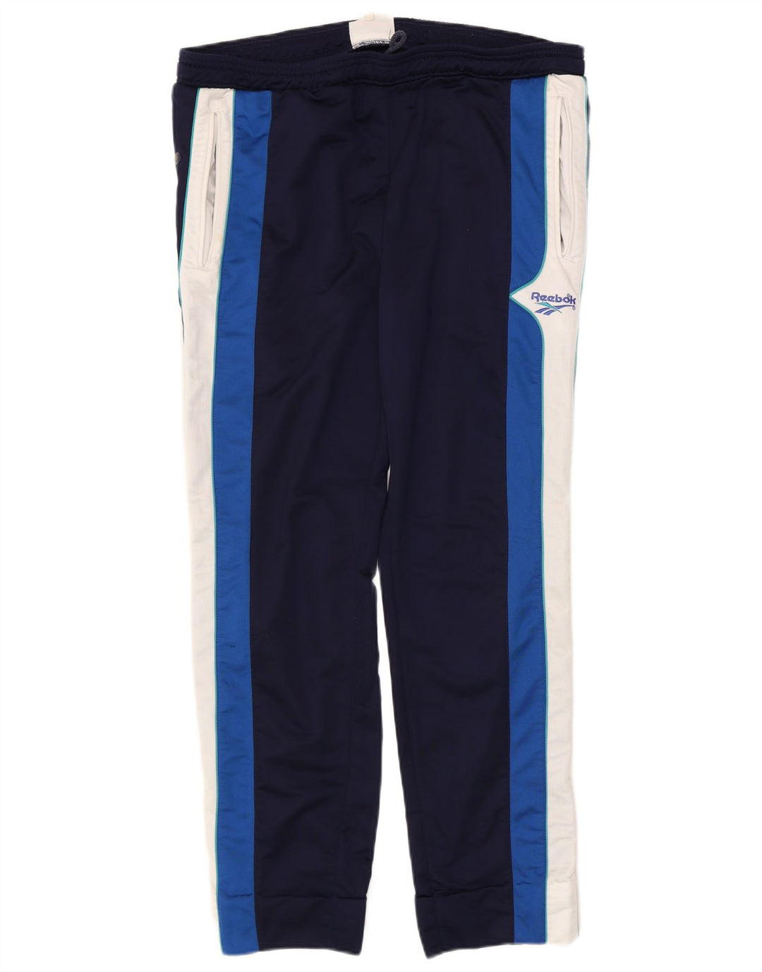 Pantaloni da tuta da uomo Reebok Large in poliestere color block blu navy