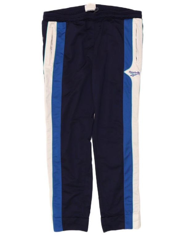 Pantaloni da tuta da uomo Reebok Large in poliestere color block blu navy