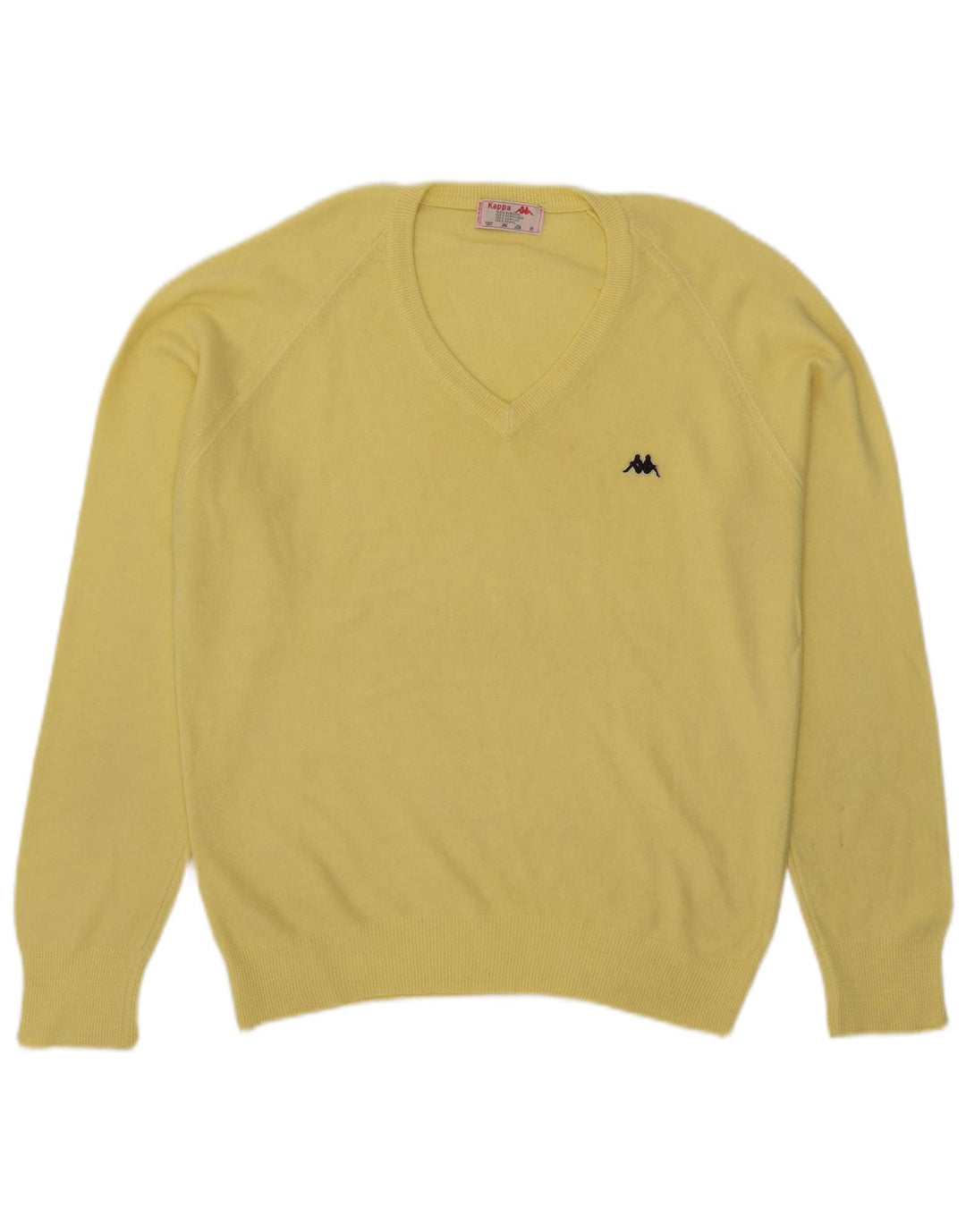 Maglione Kappa da uomo con scollo a V, giallo medio, in acrilico