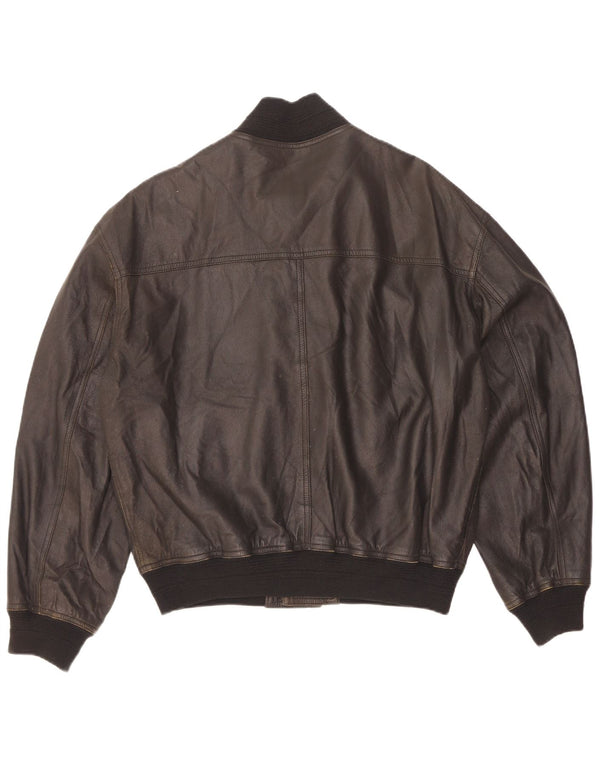 Giacca bomber da uomo vintage in pelle IT 46 piccola in pelle nera