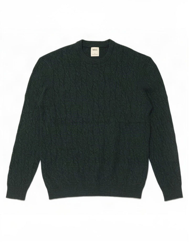 Maglione maglione girocollo da uomo Marks & Spencer grande verde in poliammide