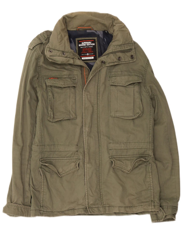 Giacca militare con cappuccio da uomo Superdry UK 38 cotone kaki medio