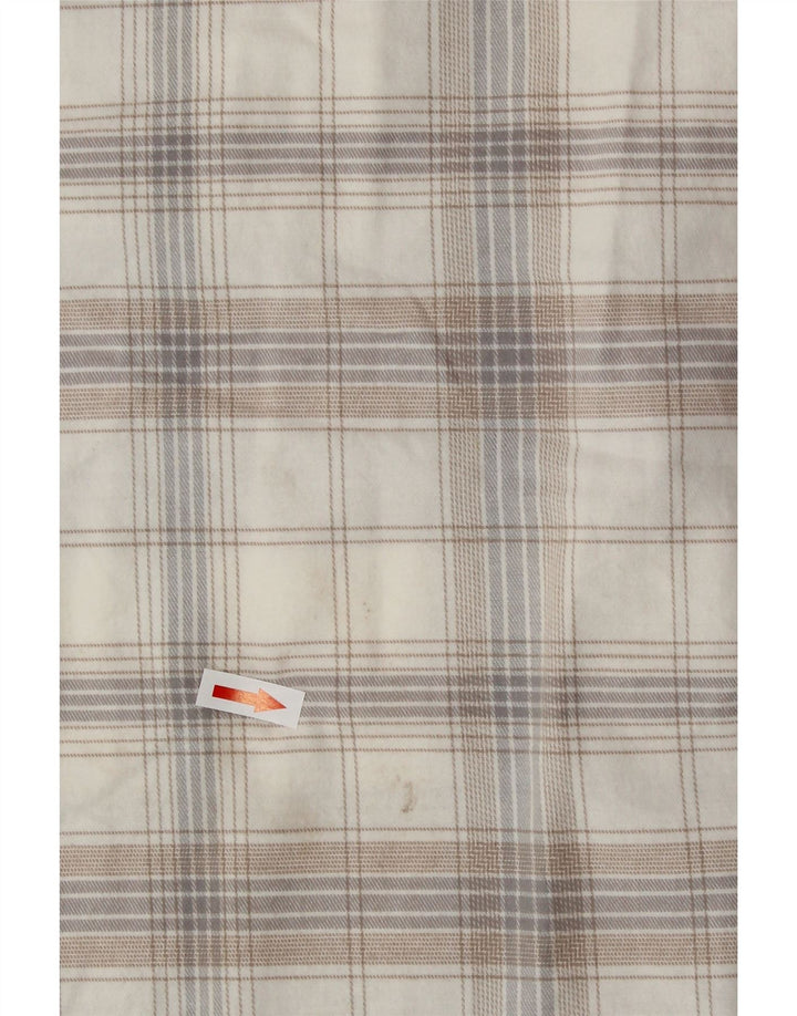 Camicia in flanella da donna Eddie Bauer UK 18 XL cotone scozzese bianco sporco