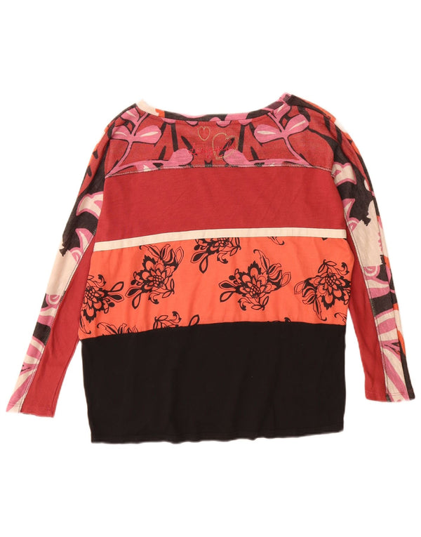 Desigual Womens Graphic Top manica lunga UK 10 piccolo floreale multicolore