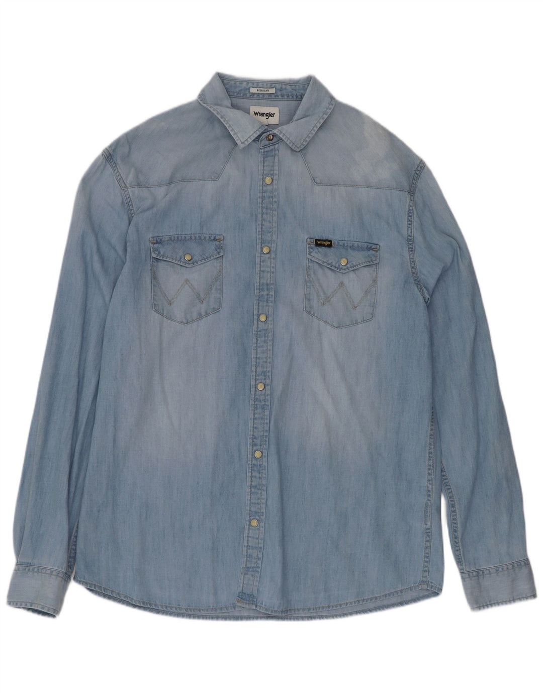Camicia di jeans vestibilità regolare da uomo Wrangler grande cotone blu