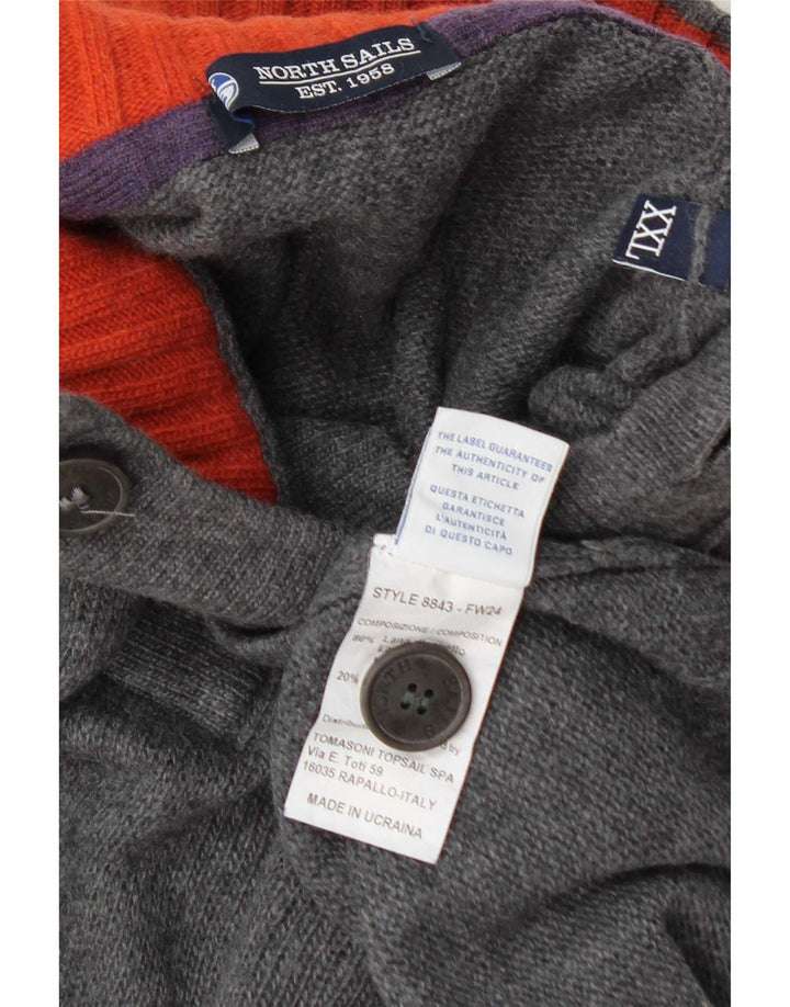 Maglione da uomo North Sails con collo a bottoni 2XL in lana grigia