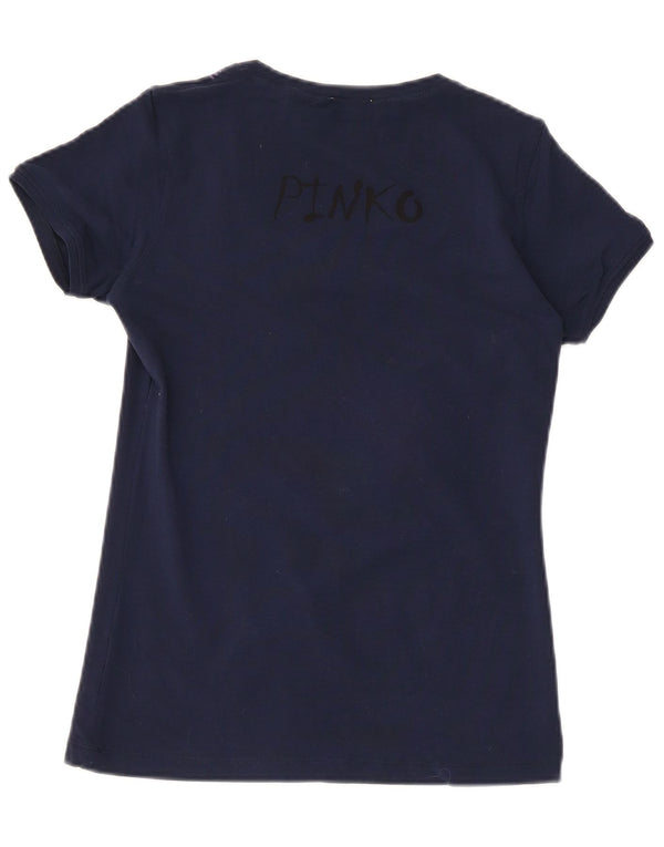 Pinko T-shirt grafica Disney da donna Top UK 12 medio blu navy