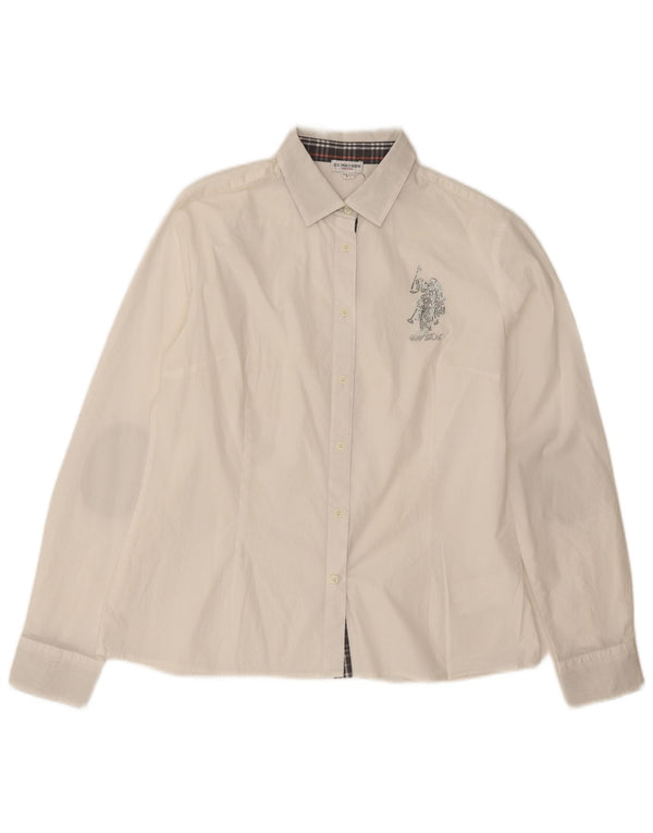 Polo Assn. Camicia da donna UK 16 grande cotone bianco