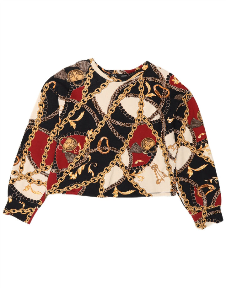 Felpa con grafica corta Zara da donna UK 10 piccola multicolore