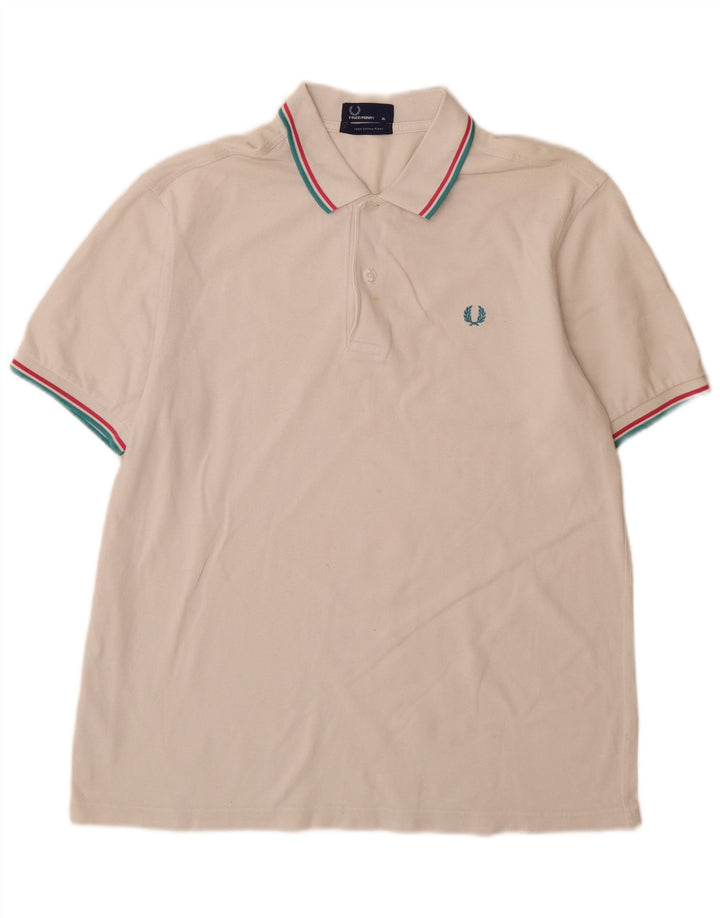 Polo da uomo Fred Perry XL in cotone a righe bianche
