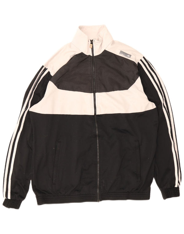 Giacca da tuta da uomo Adidas UK 44/46 Large Nero Colourblock Poliestere