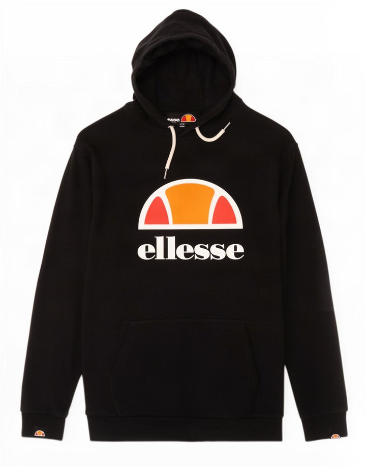 Felpa con cappuccio grafica da uomo Ellesse piccola in cotone nero