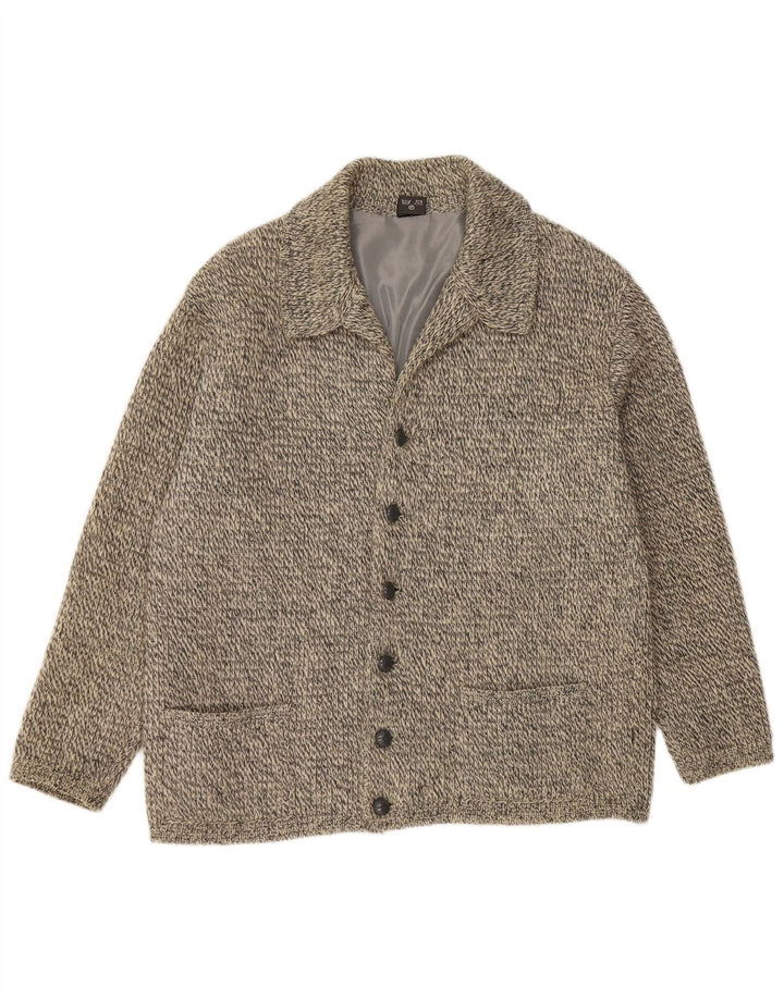 Maglione cardigan da uomo vintage grigio medio screziato