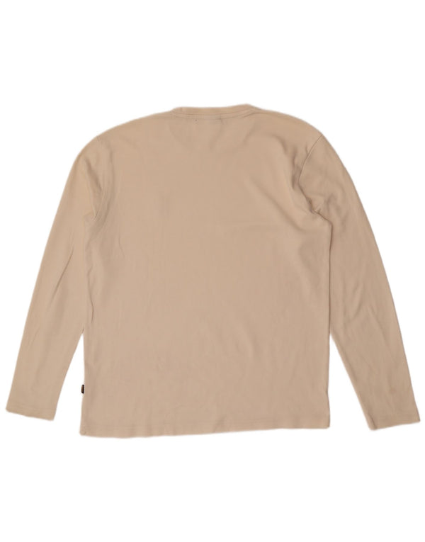 Hugo Boss Top da uomo a maniche lunghe grande in cotone bianco sporco