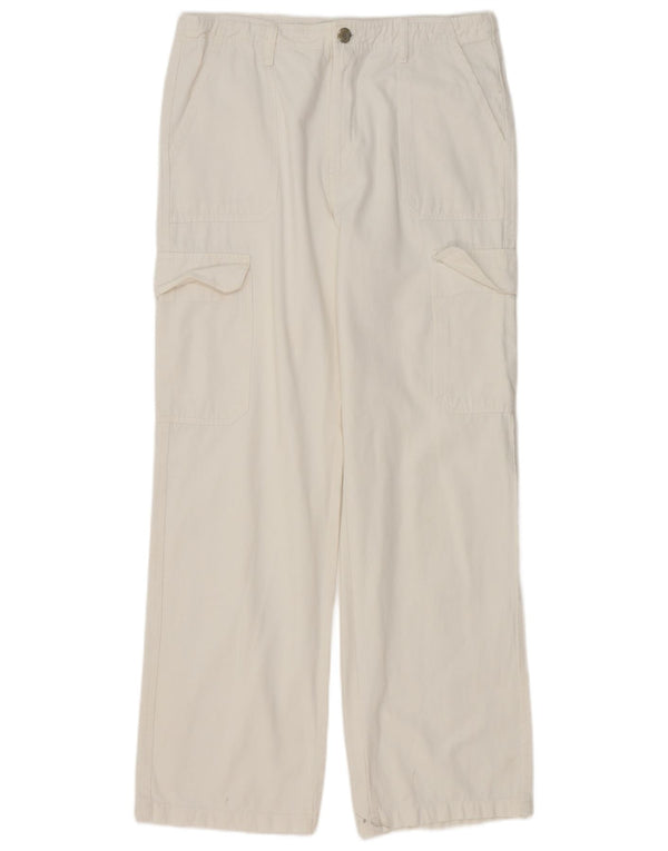 Pantaloni cargo dritti da donna Zara EU 42 Large W32 L32 Bianco