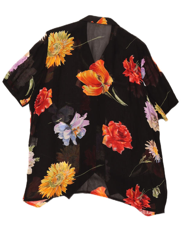 Camicetta da donna trasparente SOMMERMANN UK 24 4XL Nera floreale