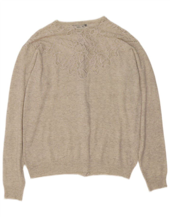 Maglione cardigan da donna Zara UK 16 grande beige screziato