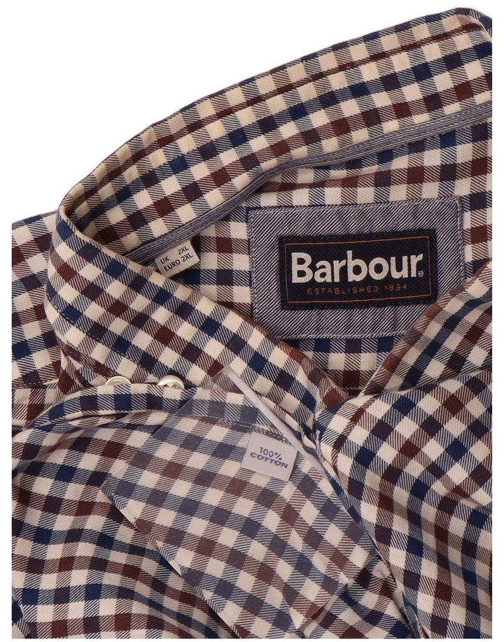 Camicia da uomo Barbour 2XL in cotone a quadretti blu