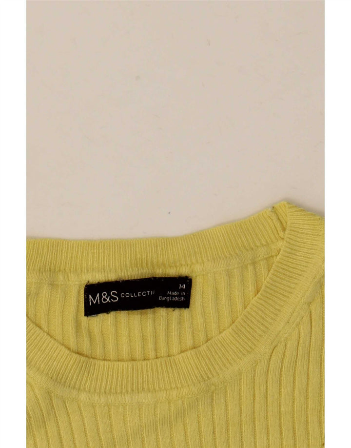 Maglione maglione girocollo da donna Marks & Spencer UK 14 giallo medio