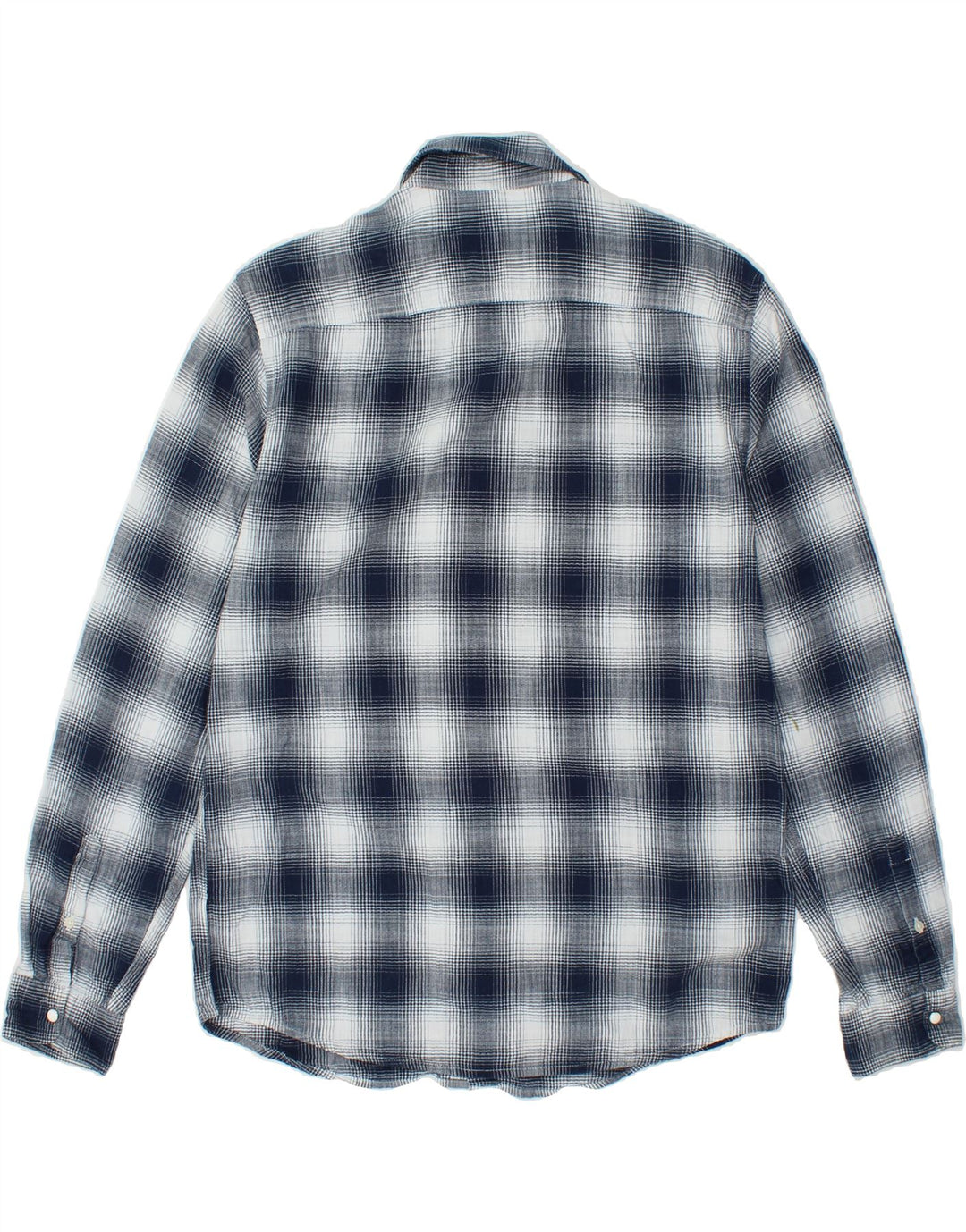 JULES Mens Shirt Medium Navy Blue Check Cotton Vintage Jules and Second-Hand Jules from Messina Hembry 