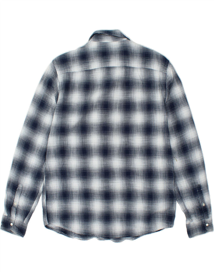 JULES Mens Shirt Medium Navy Blue Check Cotton Vintage Jules and Second-Hand Jules from Messina Hembry 