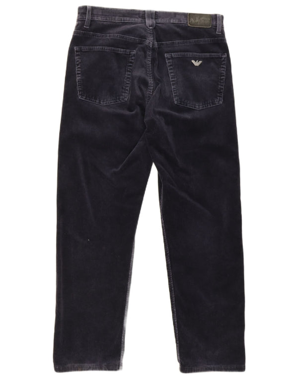Armani Mens Straight Corduroy Trousers W34 L28 Navy Blue Cotton