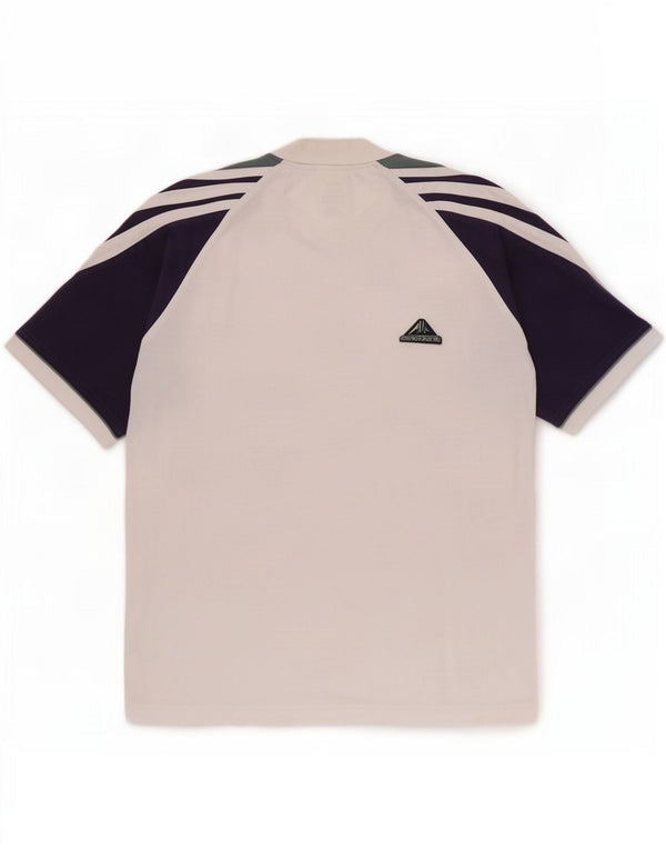 T-shirt da uomo Adidas Top UK 38/40 cotone color block bianco medio