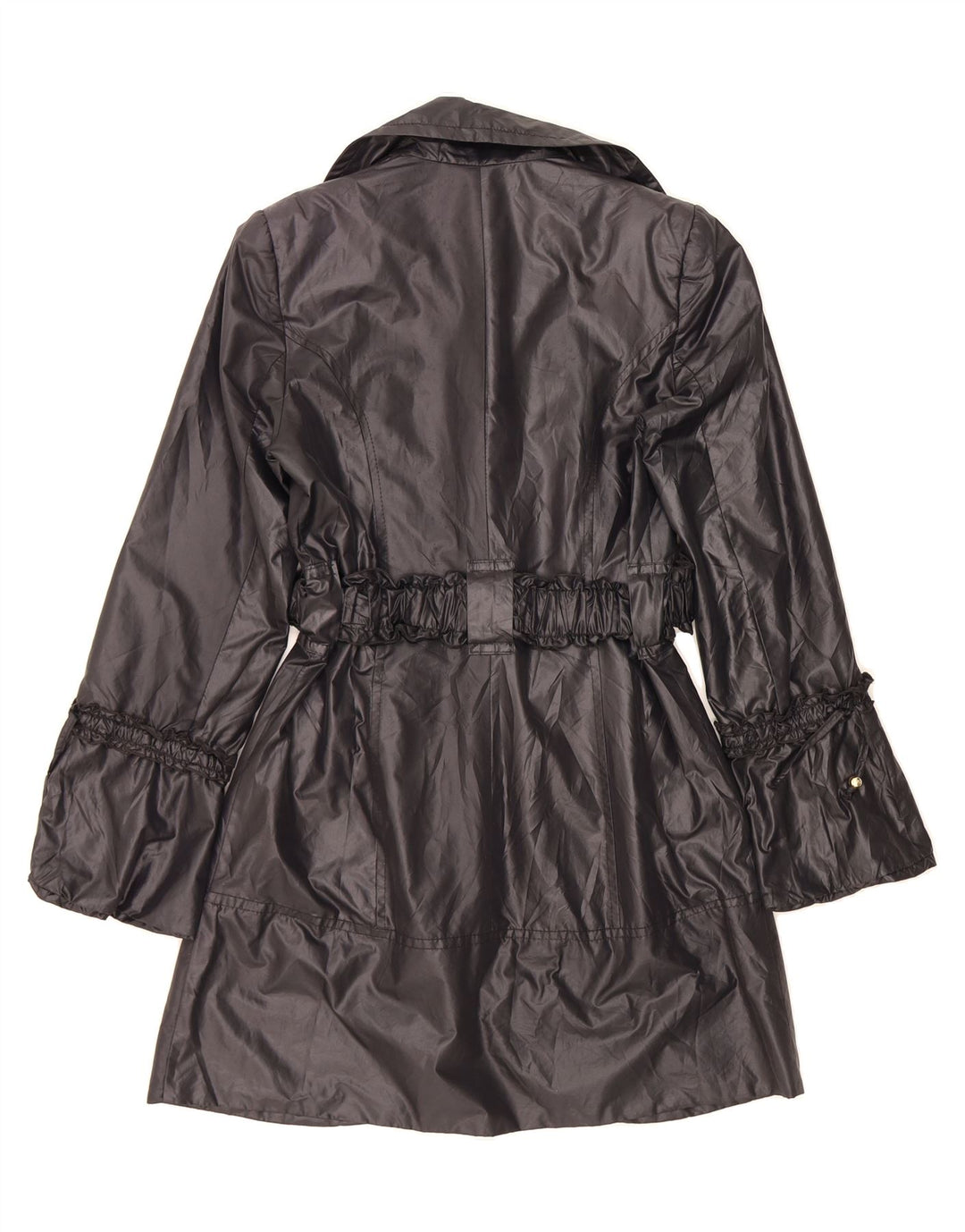 VINTAGE Womens Belted Trench Coat UK 12 Medium Black Vintage Vintage and Second-Hand Vintage from Messina Hembry 