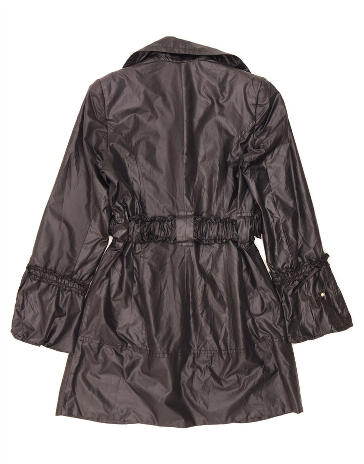 VINTAGE Womens Belted Trench Coat UK 12 Medium Black Vintage Vintage and Second-Hand Vintage from Messina Hembry 