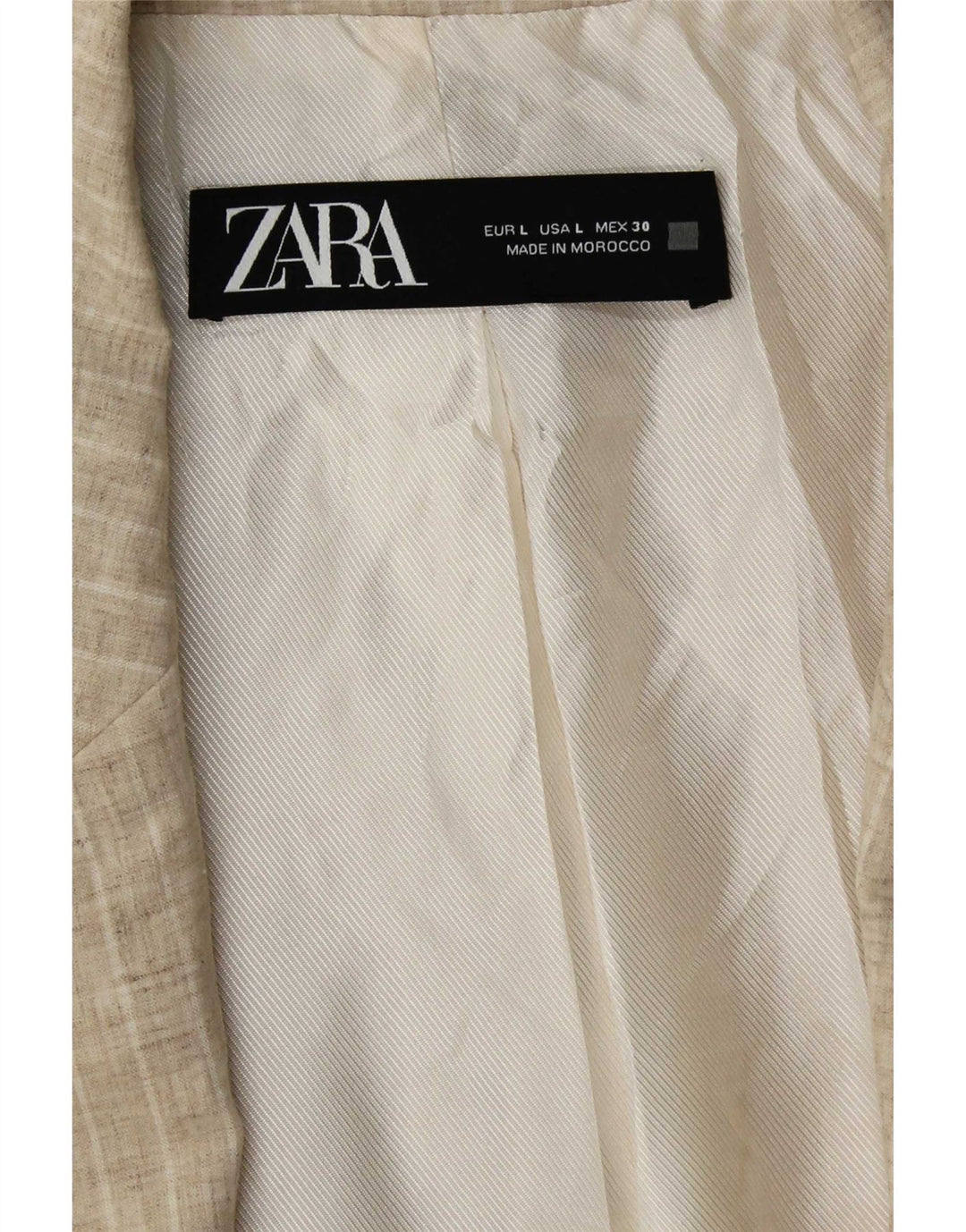 Giacca blazer aperta da donna Zara UK 16 grandi righe beige