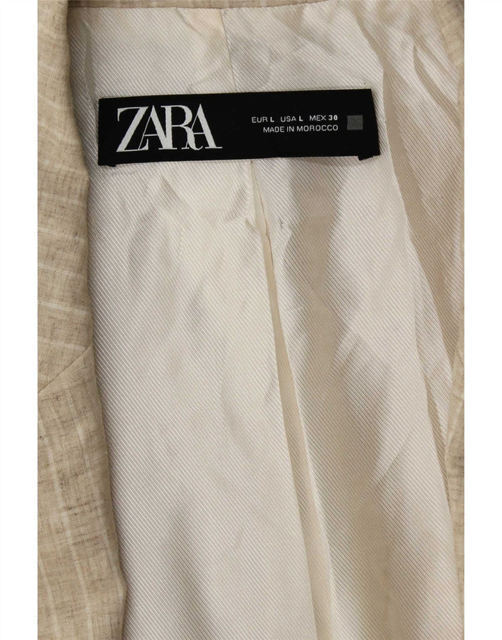 Giacca blazer aperta da donna Zara UK 16 grandi righe beige