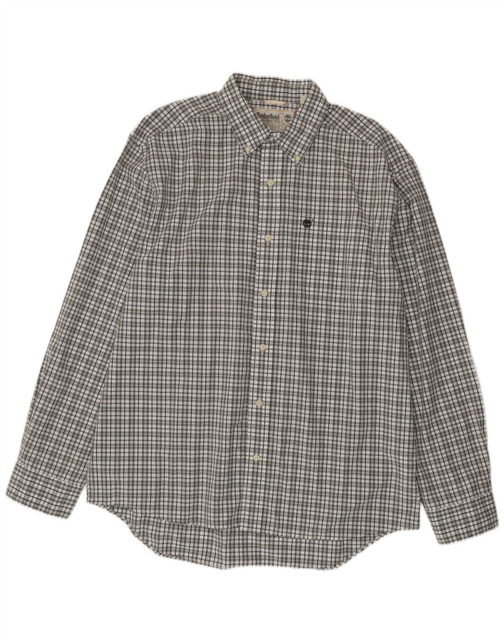 Camicia da uomo Timberland in cotone a quadri bianchi grandi