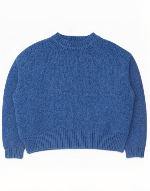 Maglione corto girocollo da donna Zara UK 14 Acrilico blu medio