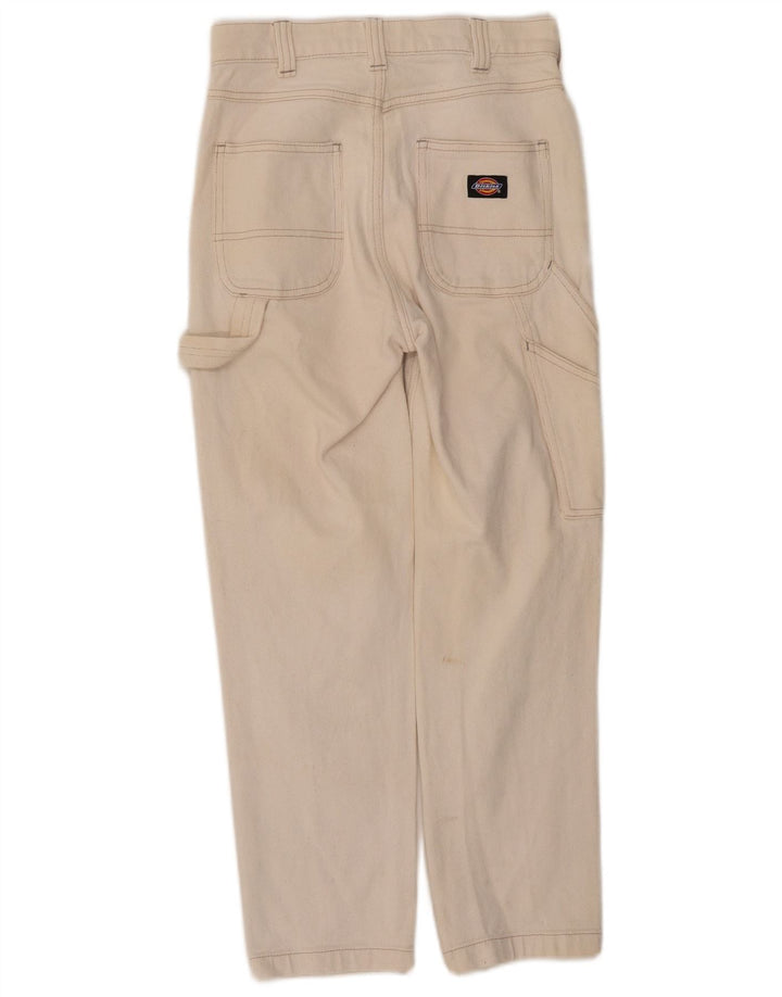 DICKIES Womens Cargo Tapered Jeans W26 L26 Off White Cotton
