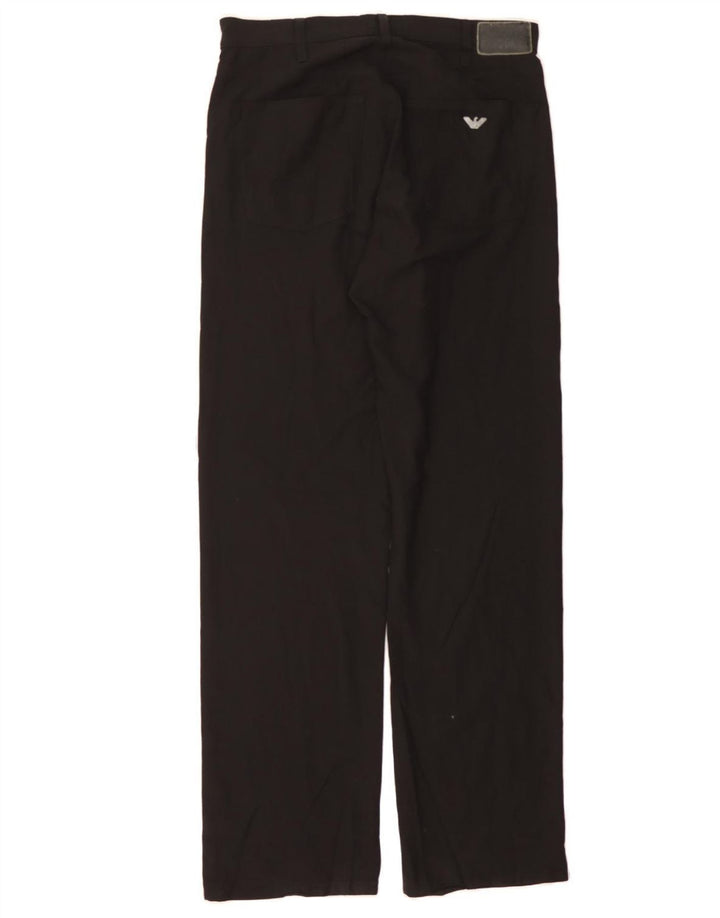 ARMANI Womens Straight Casual Trousers W34 L34 Black Polyester Vintage Armani and Second-Hand Armani from Messina Hembry 