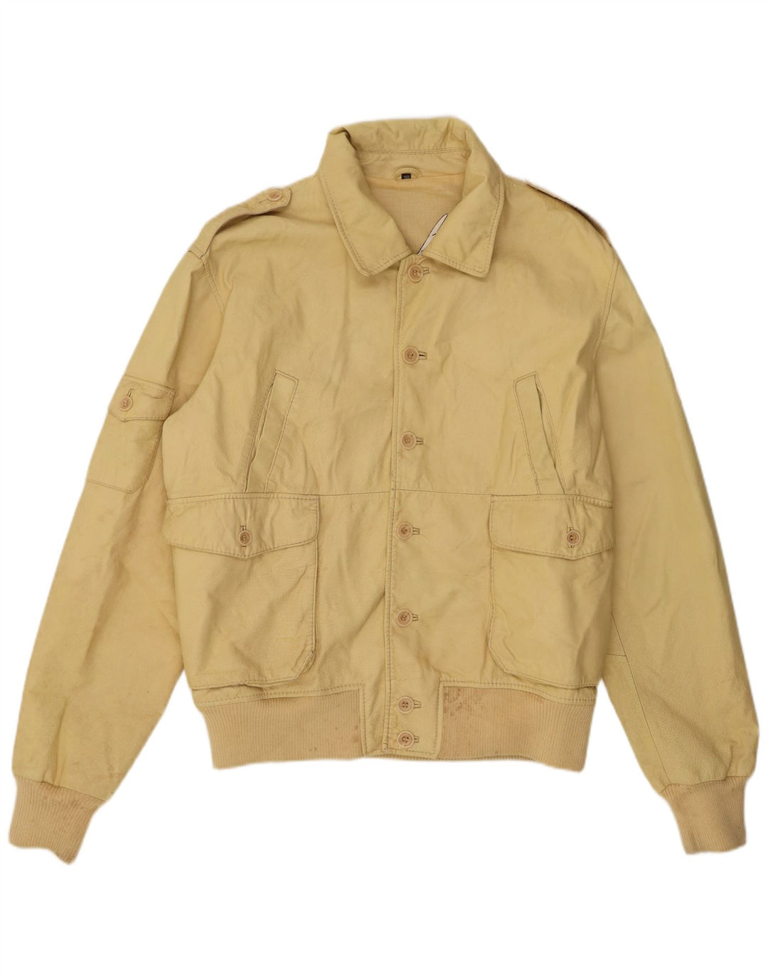 Giacca in pelle vintage da uomo IT 50 grande in pelle gialla