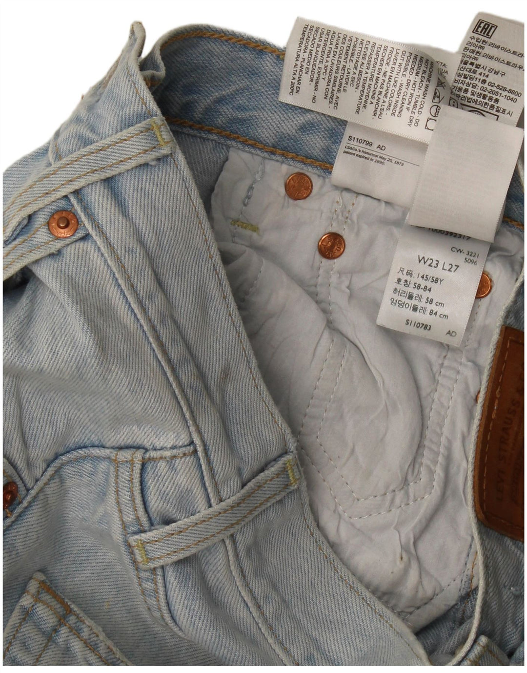 Jeans dritti Ribcage da donna Levi's W23 L27 cotone blu