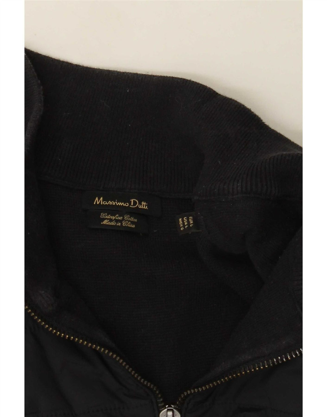 Massimo Dutti Maglione da uomo con zip e collo grande in cotone blu navy