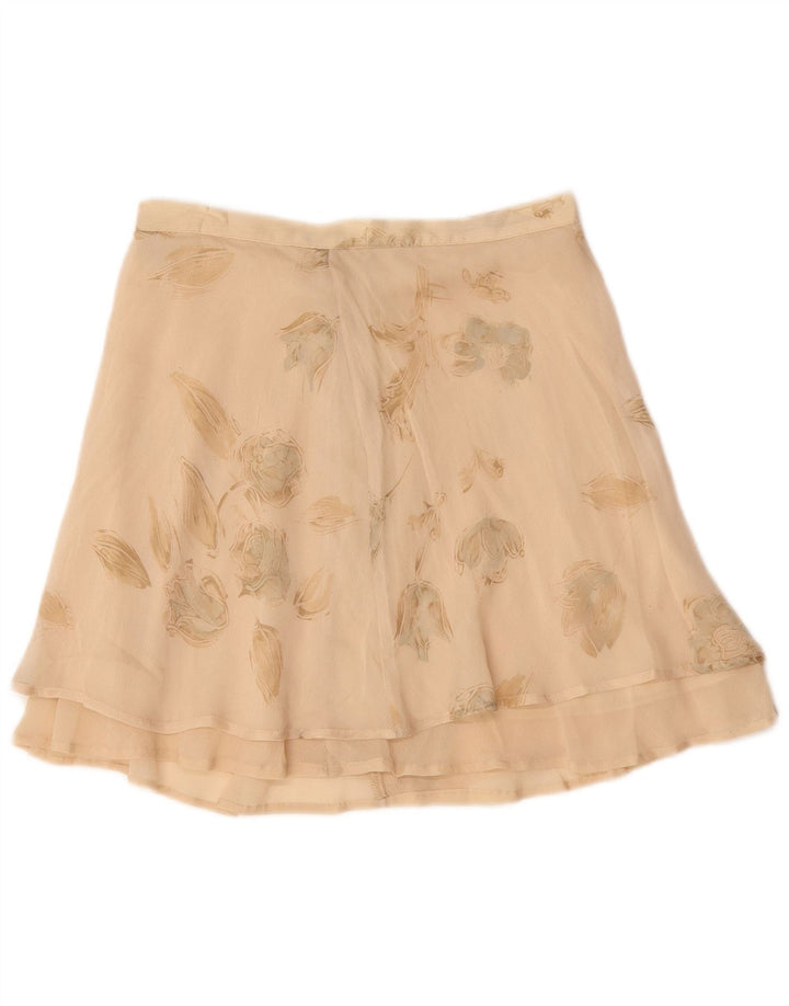 Minigonna vintage da donna W28 floreale beige medio