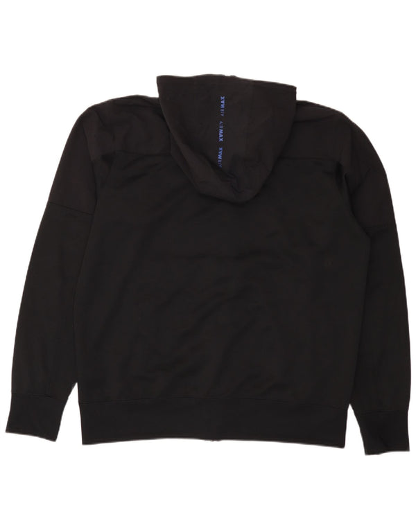Felpa con cappuccio e zip grafica Nike da uomo, grande, in poliestere nero
