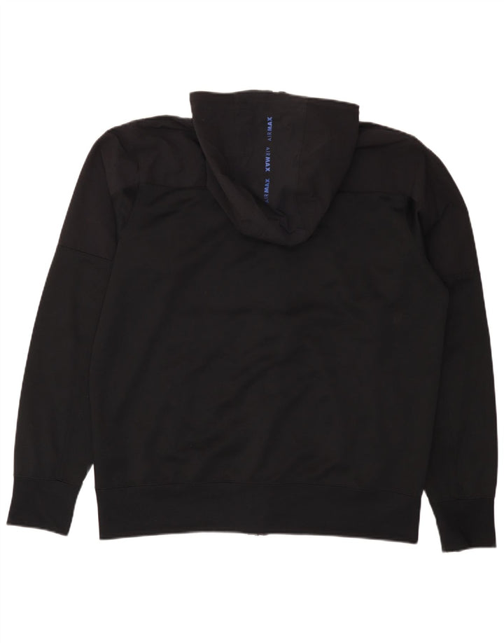 Felpa con cappuccio e zip grafica Nike da uomo, grande, in poliestere nero