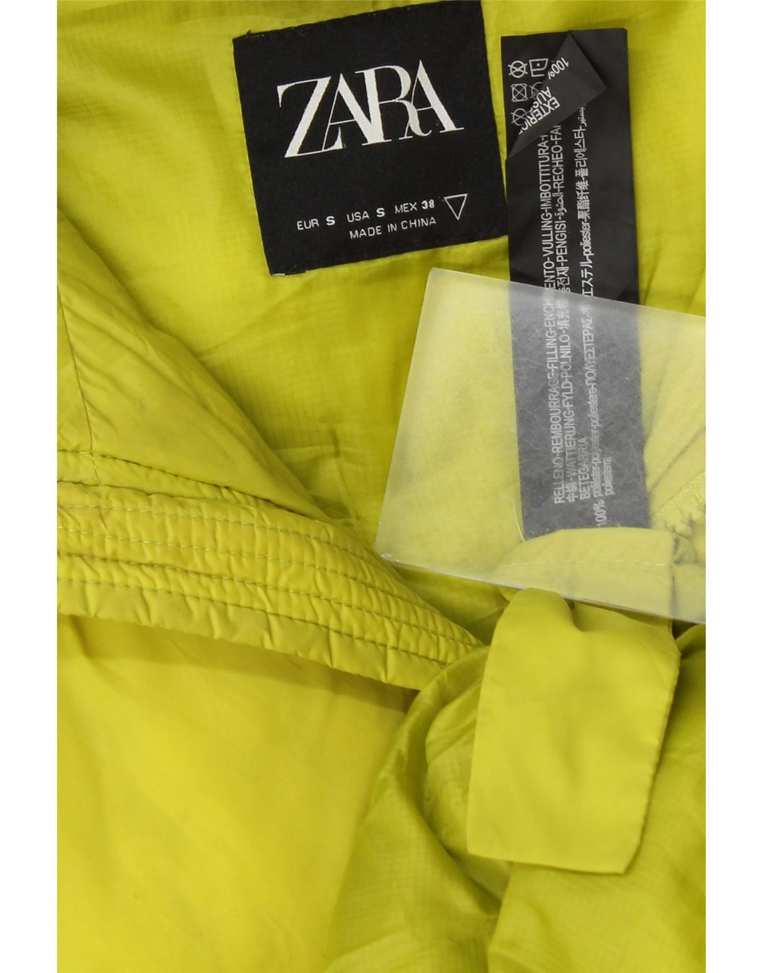 Giacca imbottita ampia da uomo Zara UK 36 piccola in poliestere giallo